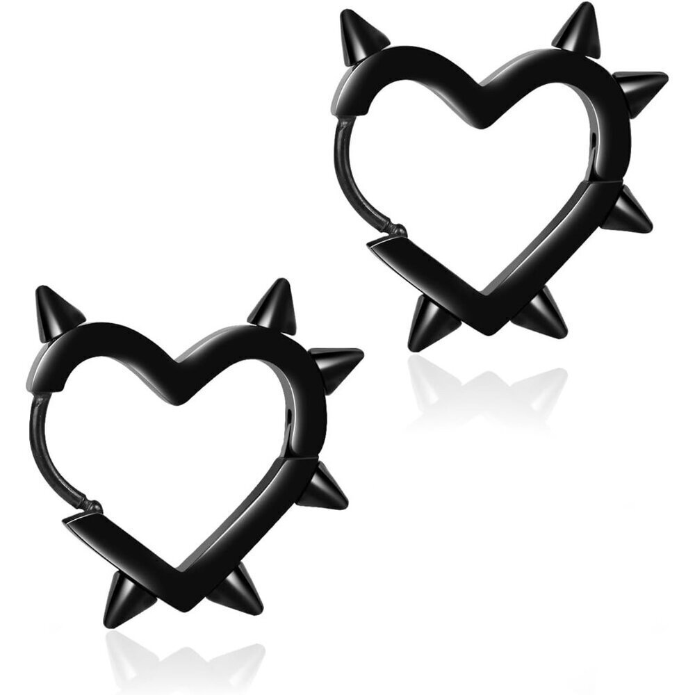 Gothic Heart Hoop Earrings Zinc Punk Rock Halloween Christmas Jewelry Women